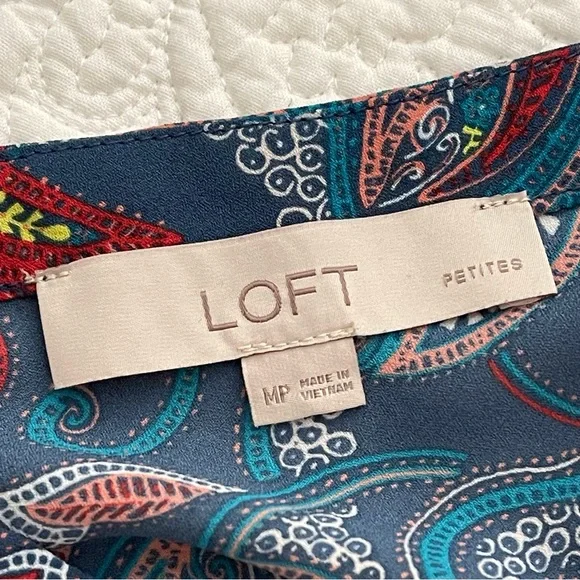 LOFT Top Ruffle Cap Sleeve Floral Paisley Size Petite Medium - Picture 14 of 15